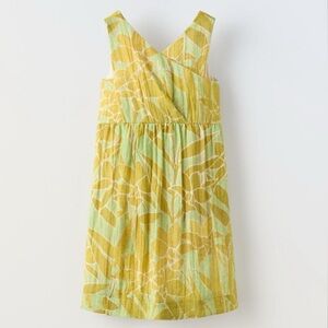 ZARA Printed wrap dress olive green